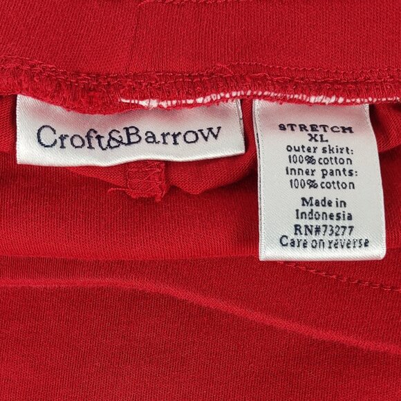 Croft & Barrow Women’s XL Red Cotton Skort Elastic Drawstring Waist Pockets - Picture 7 of 9